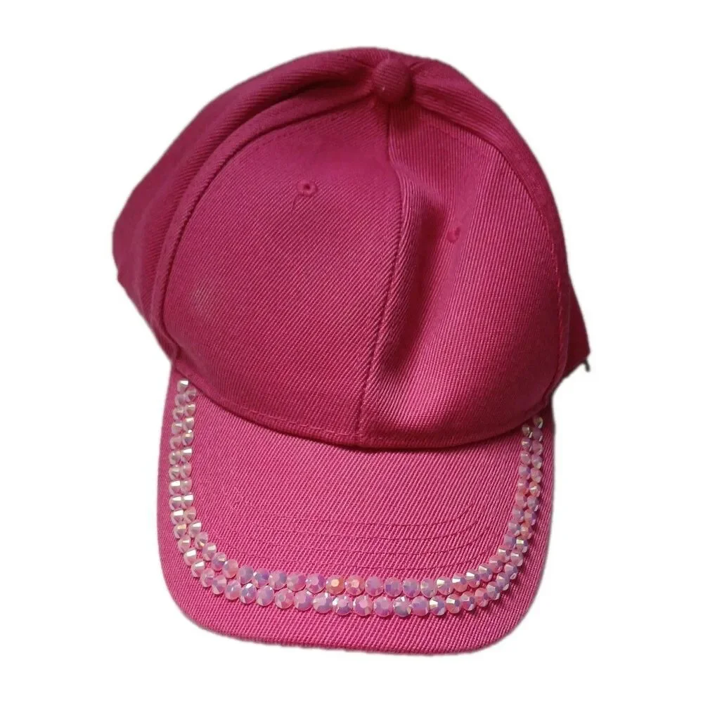 Pink Rhinestone Hat Women Bling Baseball Cap Adjustable - Picture 1 of 4